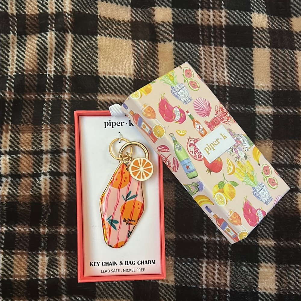 Piper K Pink and Orange Key Chain & Bag Charm